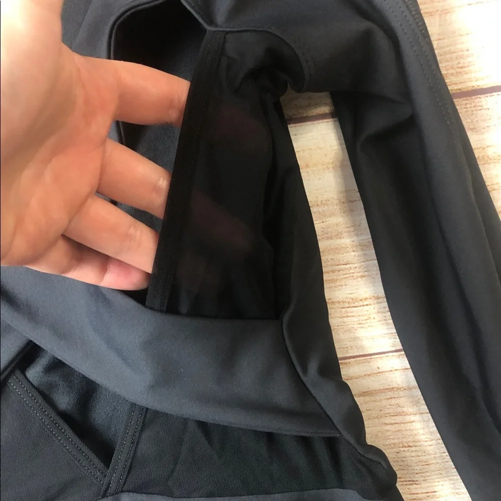 Black Cold-Shoulder‎ Mesh Long Sleeve Dance Leotard with High Neck